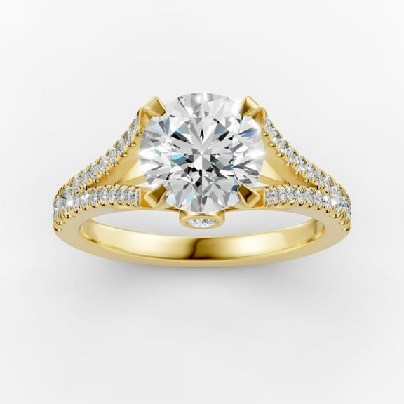 OMRE 4 Carat Moissanite Ring 18K Yellow Gold Plated 925 Sterling Silver Anniversary Engagement Wedding Promise Ring for Women