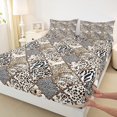 thumbnail image 3 of Homewish Cheetah Leopard Pattern Full Size Sheets,Abstract Geometric Rhombus Bed Sheets,Brown White Black Sheet Sets For Teens,Microfiber Bedroom Decor,4pcs, 3 of 7