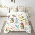thumbnail image 2 of Bear Comforter Set 7 Piece Full Cartoon Woodland Bear Bed In A Bag With Sheets Cute Leaves Flowers Animal Bedding Set,Jungle Birds Sheet Set With Comforter, 2 of 5