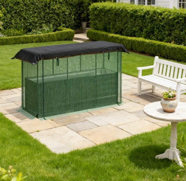 Raised Garden Bed, Galvanized Steel Planter Box with Crop Cage and Shade Cloth, for Flowers, Veggies and Herbs