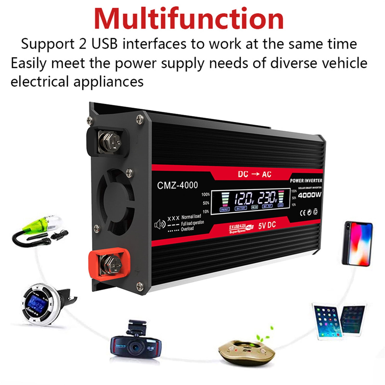 BAOKALER 550-Watt Continuous 4000-Watt Surge Pure Sine Wave Power Inverter