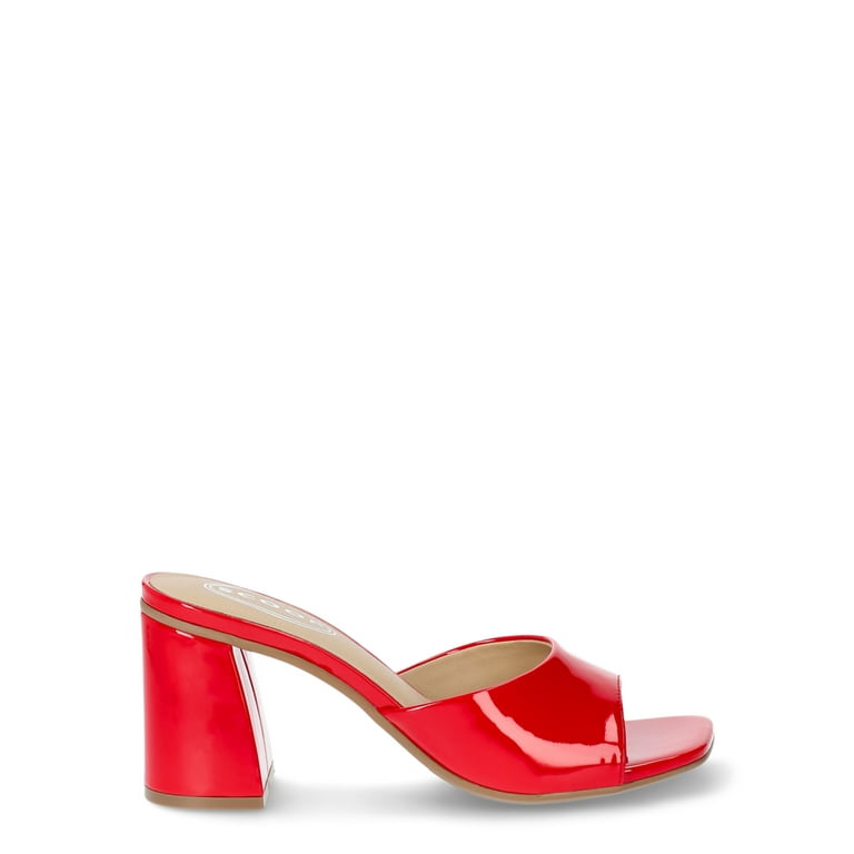 Red block heel mules new arrivals