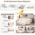 thumbnail image 4 of 80" King Size Convertible Sleeper Sofa Bed with Independent Chaise Lounge,Multifunctional Plush Corduroy Sectional Sofa Couch for Living Room,Bedroom,Camel, 4 of 7