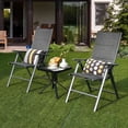 thumbnail image 1 of Costway 2PCS Patio Folding Dining Chairs Aluminum Padded Adjustable Back Gray, 1 of 10