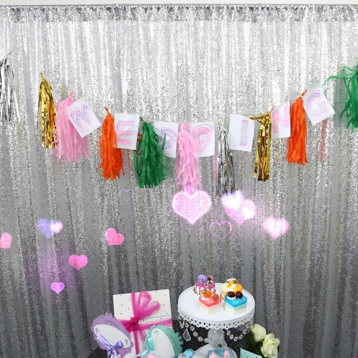 2ftx7ft Sequin Backdrop Sparkly Photo Background Curtain for Wedding Party Decor