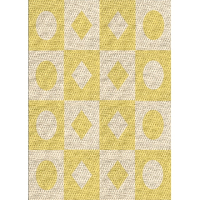 Ahgly Company Tapis d'Intérieur Lavables en Machine Rectangle Transitionnel Jaune Soleil, 5' x 8'