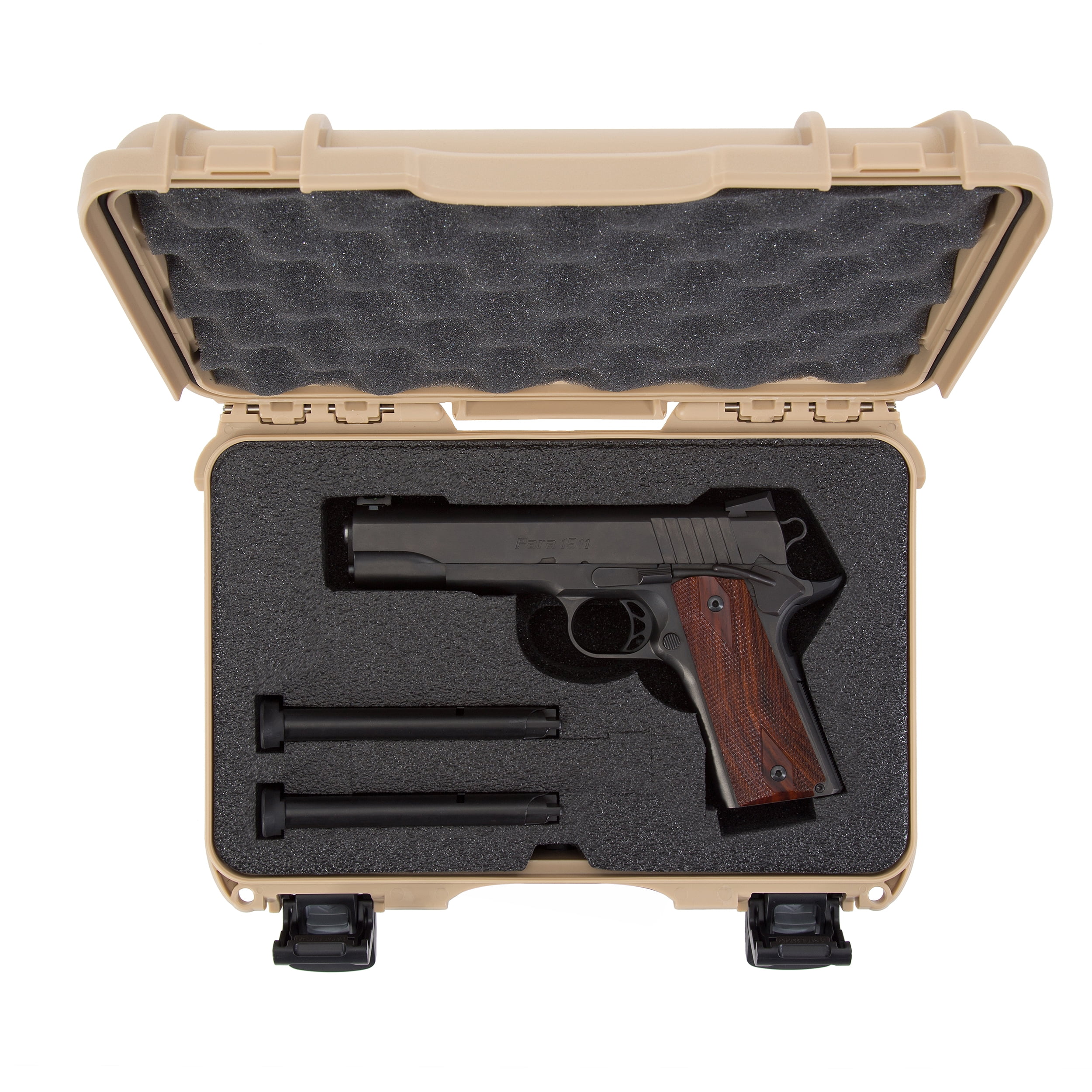 Nanuk 909 Waterproof Professional Classic Pistol/Gun Case, Military Approved with Custom Insert - Tan