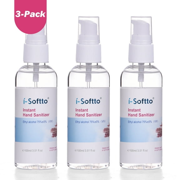 I-Softto Alcohol Instant Hand Sanitizer , Anti-Bacterial Gel, 3 Count 3.51 FL.OZ(100ML)