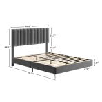 Queen Size Bed Frame with Adjustable Headboard,Velvet Upholstered Platform with Wooden Slats Support No Box Spring Needed Easy Assembly Noiseless Grey