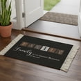 thumbnail image 3 of Bathroom Rug 2'x 3', Black Woven Cotton Washable Rug with Tassels, Farmhouse Country Vintage Wooden Grain Plaid Non Slip Front Door Mat for Entrance, Doorway, Hallway, Laundry Room, 3 of 9