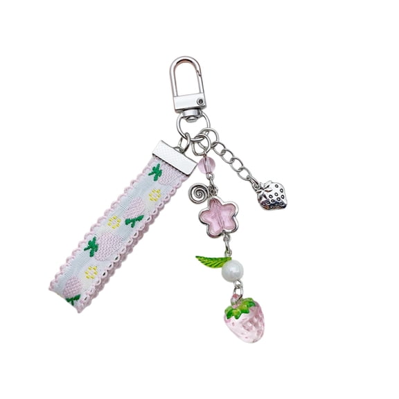 Strawberry Keychain Gifts Cute Strawberry Decor Purse Charms Accessories Kawaii Strawberries Themed Bag Charm Stuff Strawberries Gifts For Women Girls Red And Pink Decoration Girly Stuff