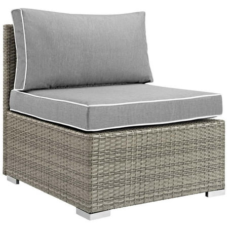 Contemporary Garden Furniture London Modern Contemporary Urban Design Outdoor Patio Balcony Garden Furniture Sofa Middle Chair, Sunbrella Rattan Wicker, Grey Gray ()