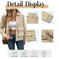 thumbnail image 5 of Cuteduck Women Corduroy Fall Fashion Jacket Zip Up Waffle Knit Casual Shacket Long Sleeve Lapel Coat with Pocket S-XL, 5 of 7