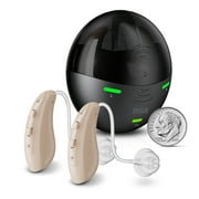 RCA OTC Behind-the-Ear Hearing Aids with Charging Case, Beige