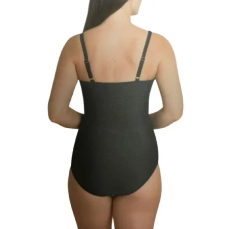 Carole Hochman Ladies' One Piece Tie Front Swimsuit UPF50+ (Solid Black, XL)