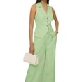 thumbnail image 6 of Summer Sleeveless Women Womens Vest Sets V-neck Vest Blazer & Wide Leg Pants, 6 of 7