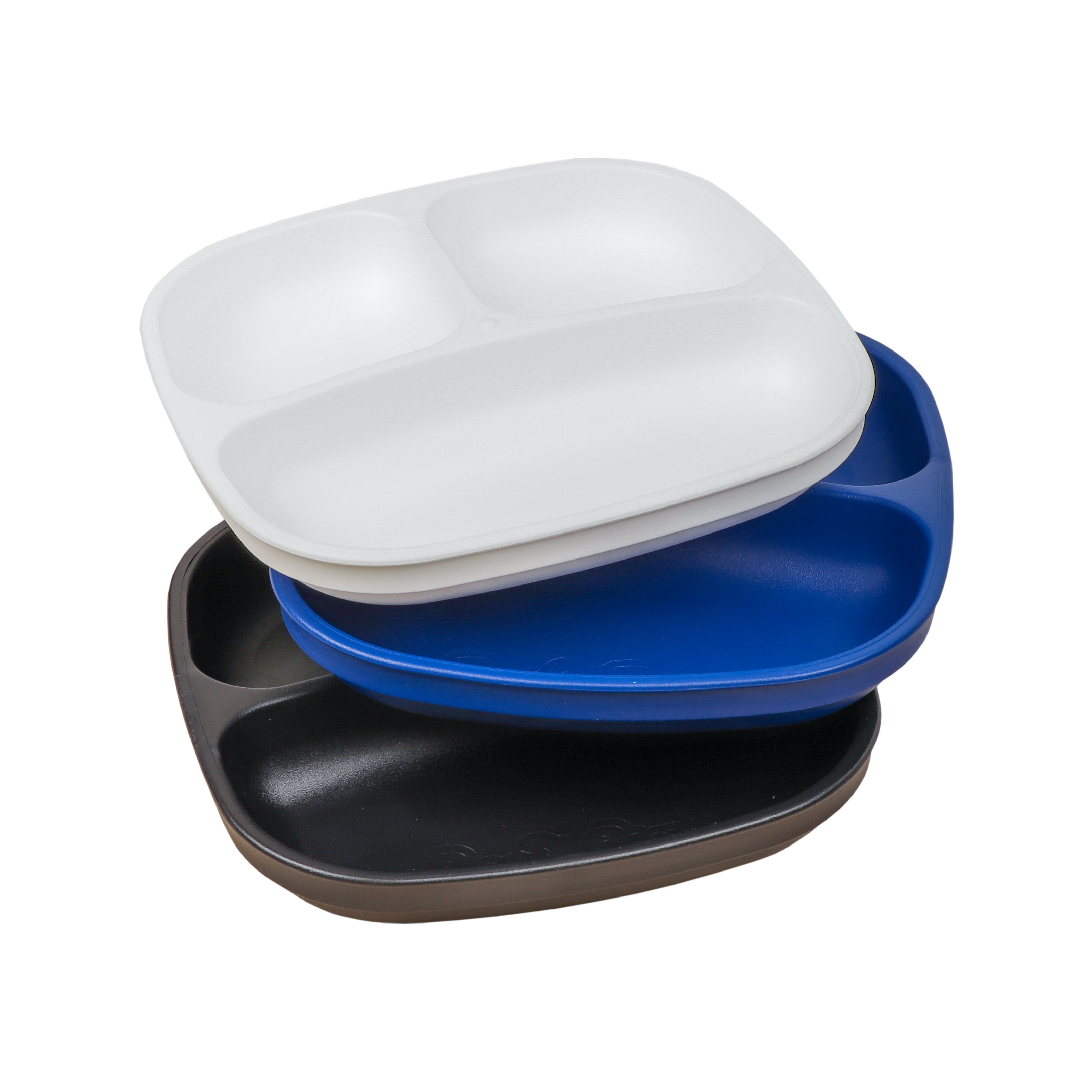 RePlay Made in USA 3pk Toddler Feeding Divided Plates with Deep Sides