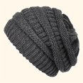 thumbnail image 5 of Cable Knit Beanie for Men & Women, Thick Soft Stretchy Winter Hat, 56-61cm,one size fits all,white, 5 of 14