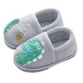 thumbnail image 3 of Otqutp Baby Home Slippers Dinosaur Indoor Shoes Girls Boys Slippers Warm Dinosaur House Cute Cozy Plush Winter Cotton House Slip Shoes(Gray,10-10.5 Years), 3 of 6