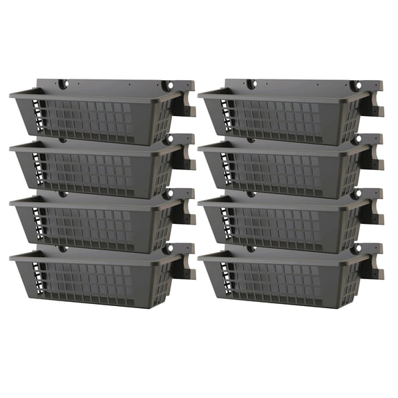 Suncast 8 Pack 25 x 7.25 Inch Resin Basket Accessory for Outdoor Shed, Black