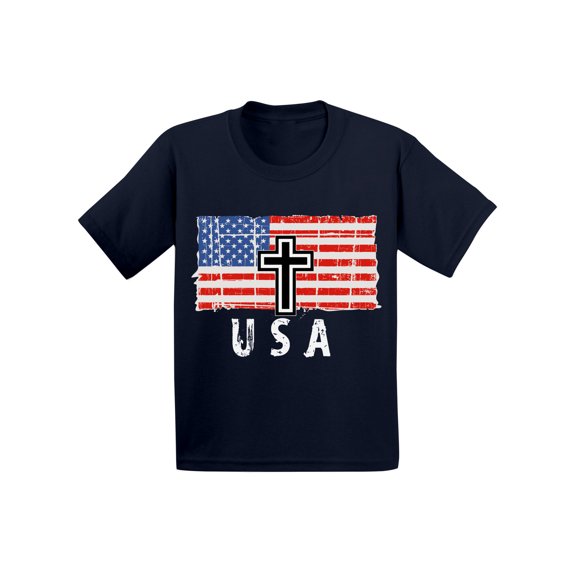 Awkward Styles Cross USA Toddler Shirt USA Faith American Flag T Shirts for Kids USA Pride 4th of July Boy Tshirt Made in the USA 4th of July Girl Tshirt USA Patriotic Gifts Pro America Kids Shirts