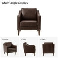 thumbnail image 4 of Upholstered Accent Chair Faux Leather Armchair Set of 2 Removable Cushion Lounge Sofa Nailhead Trims Solid Wood Legs Living Room Brown, 4 of 7