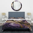 thumbnail image 3 of Designart "Liquid Magic in Purple and Gold II" Abstract Bedding Covert Set - Modern Purple Transitional Bed Set With 2 Shams, 3 of 6