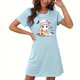 thumbnail image 2 of Camisón corto de talla grande para mujer, camisón de manga corta con estampado de pecho a la moda, camisón para mujer, 2 of 3