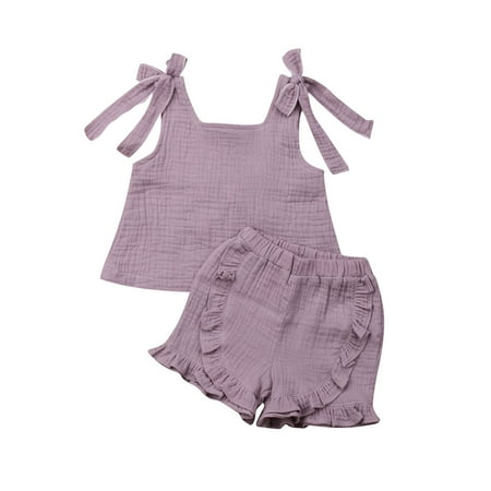 

Meihuida Girls 2Pcs Clothes Set Sleeveless Vest Top+Ruffle Shorts