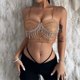 thumbnail image 1 of Chaleco Mujeres Bling Sling Chaleco Rhinestone Tassel Summer Slim Y2K Sexy Crop Tops (Oro L) Ygjytge Oro T L para Mujer, 1 of 7