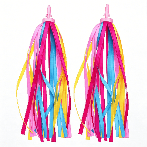 LADYGYM 1Pair Rainbow Bike Streamers for Girls Boys,2Pcs 10" Colorful Bicycle Handlebar Grips Tassel Ribbons