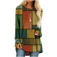 thumbnail image 2 of ICHUANYI Clearance Women Fashion Casual Socket Geometry Printed Long Sleeve Round-Neck Tops(Yellow, M) ICHUANYI WER2023081201469, 2 of 5