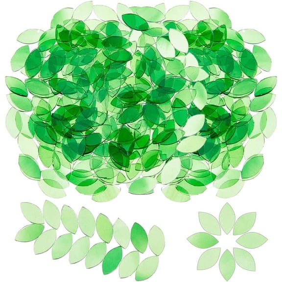 432Pcs Green Mosaic Glass Tiles 16x8mm Leaf Glass Pieces Green Mosaic Tiles Geometric Craft Tile
