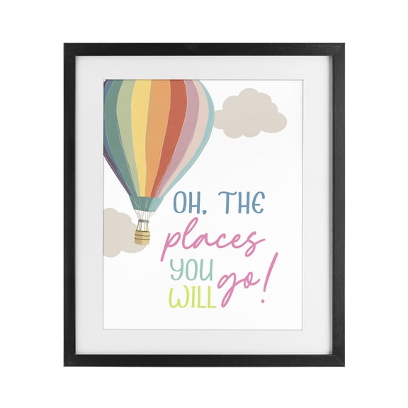 Stupell Industries The Places You Will Go Black Framed Print Under Glass, design by Christine Simpson Art