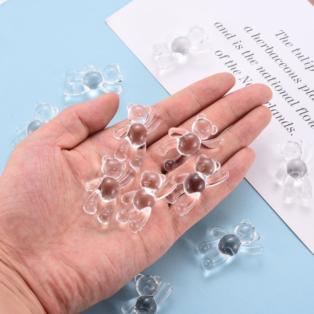 Transparent Acrylic Beads Bear Clear 37x28x13mm Hole: 2.5mm 133pcs/500g