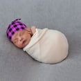 thumbnail image 4 of Wukai Purple Black Buffalo Plaid Newborn Knotted Baby Beanie Hat for Boy Girl Baby Cute Cap Infant Beanies,0-6 months, 4 of 6