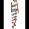 thumbnail image 3 of Vestidos de Verano 2025 para Mujer, Informales, Sin Mangas, de Punto Calado, con Abertura Lateral, A Rayas, Vestido Midi de Tirantes. L, 3 of 7
