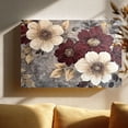 thumbnail image 2 of Vintage Burgundy & Cream Floral Canvas Wall Art (Elegant Rustic Tone) Ready to Hang for Bedroom, 2 of 8
