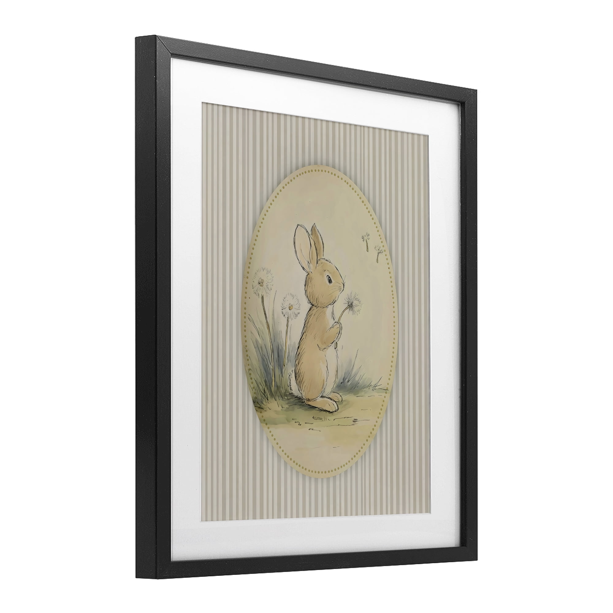 Stupell Industries Baby Bunny in Dandelions Black Framed Print Under Glass, design by Arlington Prints