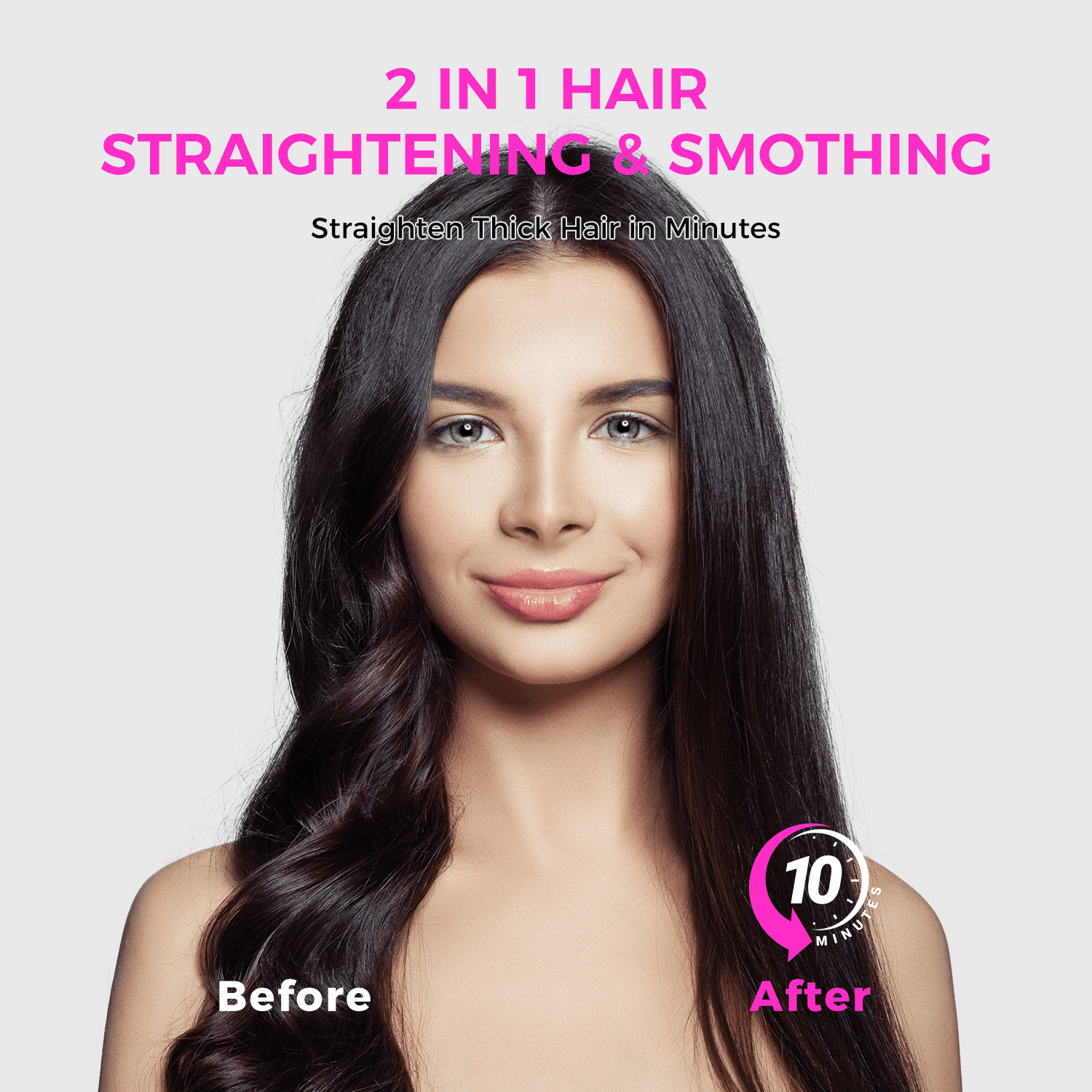 Goolioo Ionic Hair Straightener Brush, Anti-Scald Ceramic Coating, Black