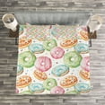 thumbnail image 3 of Ambesonne Watercolor Quilted Bedspread Set 3 Pcs, Delicious Donuts, Queen Size, Multicolor, 3 of 3