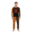 thumbnail image 4 of HTHLVMD Family Matching Pajamas, Family Halloween Pajamas Matching Sets, Halloween Costume Pajamas Yellow Full Pumpkin Print Long Sleeve Two Piece Pj Set Glow Effect Sleepwear Cosplay Family Outfit, 4 of 4