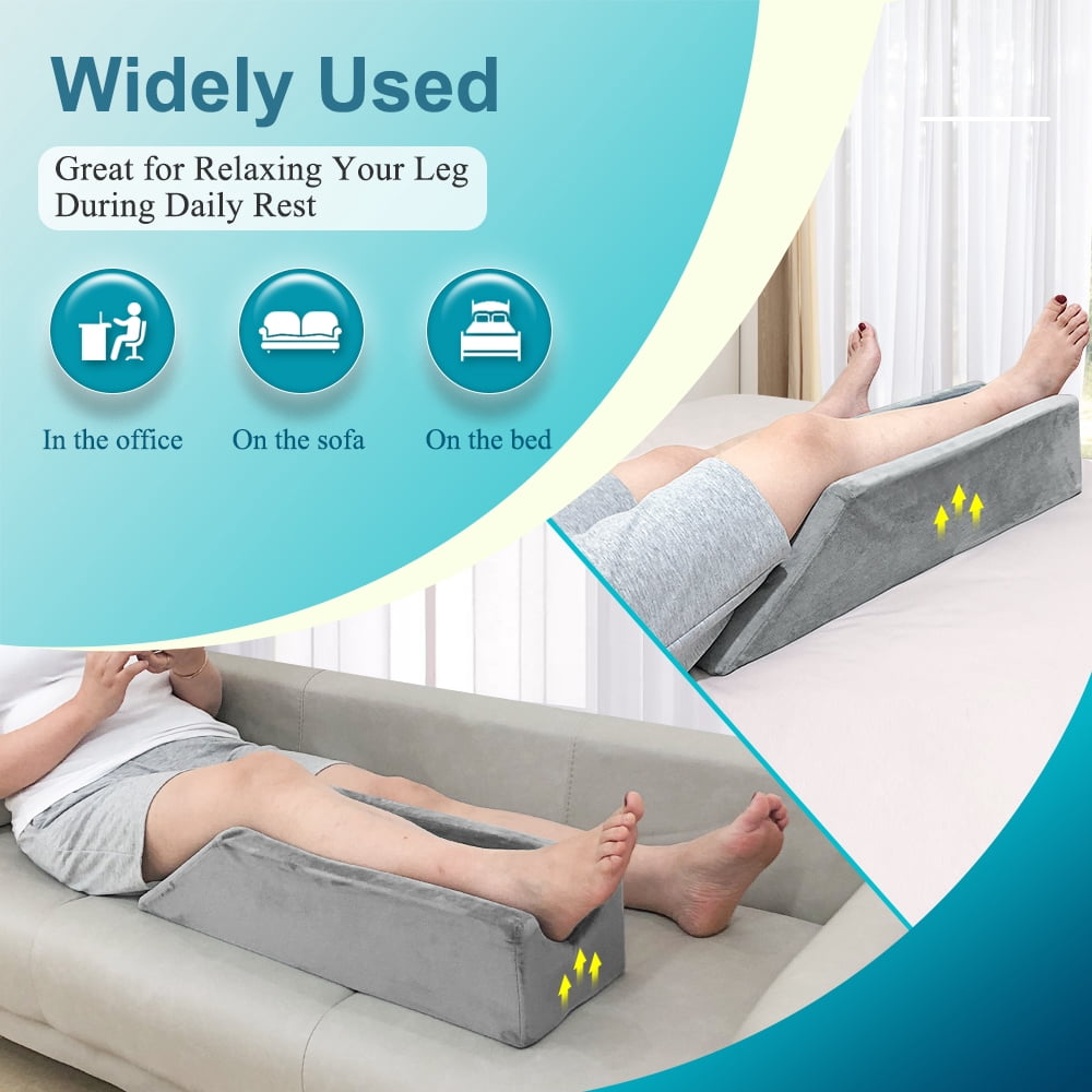 Zelen Leg Elevation Pillow Wedge Knee Leg Rest Pillows for Sleeping Post Surgery Knee Support Foam Bed Wedges Legs Bolster Foot Elevation After Surgery Elevating Pillow Positioning Wedge Cushion