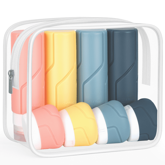 Euqvunn 14 Pack Travel Bottles for Toiletries,Silicone Travel Size Toiletries Bottles Containers 3.4oz Leakproof Squeezable Refillable Travel Accessories