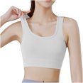 thumbnail image 2 of Women Bras Breasted Back Running Fitness Yoga High Strength Shock-proof Bra Sports Underwear Wireless Bra White S, 2 of 4