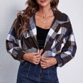 thumbnail image 2 of Chaqueta De Abrigo De Tela Escocesa Para Mujer, Camisas De Abrigo De Moda, Estilo Corto Cómodo, Manga Abullonada, Bolsillo Agradable Para La Piel Para Mujer Para Club Para Ir De ANGGREK JI1711, 2 of 7