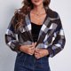 thumbnail image 4 of Camisas De Abrigo De Moda, Chaqueta A Cuadros Cómoda Para Mujer, Bolsillo, Versátil, Manga Abullonada De Estilo Corto Para Citas Para Mujer Para Club ANGGREK Otros, 4 of 7