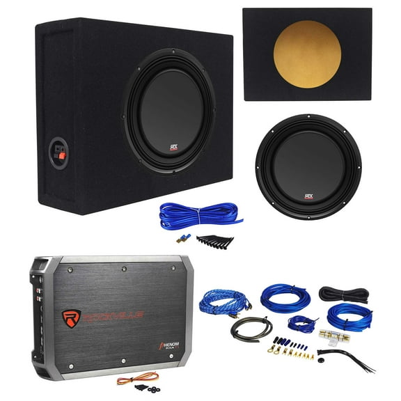 MTX 3510-04S 10" 600w Shallow Subwoofer Sealed Sub Box Enclosure Amplifier Wires