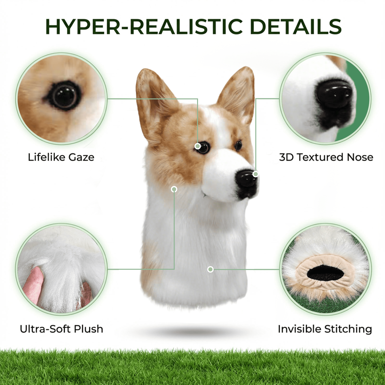 Corgi Golf Club Headcover, Dog Golf Driver & Woods Club Cover, Corgi Dog Golf Head Cover