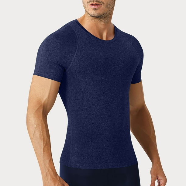 pstuiky Camisas de manga corta para hombre, Camisas deportivas de verano para hombre, de manga corta y cuello redondo, ajustadas, de color liso ropa de hombre s